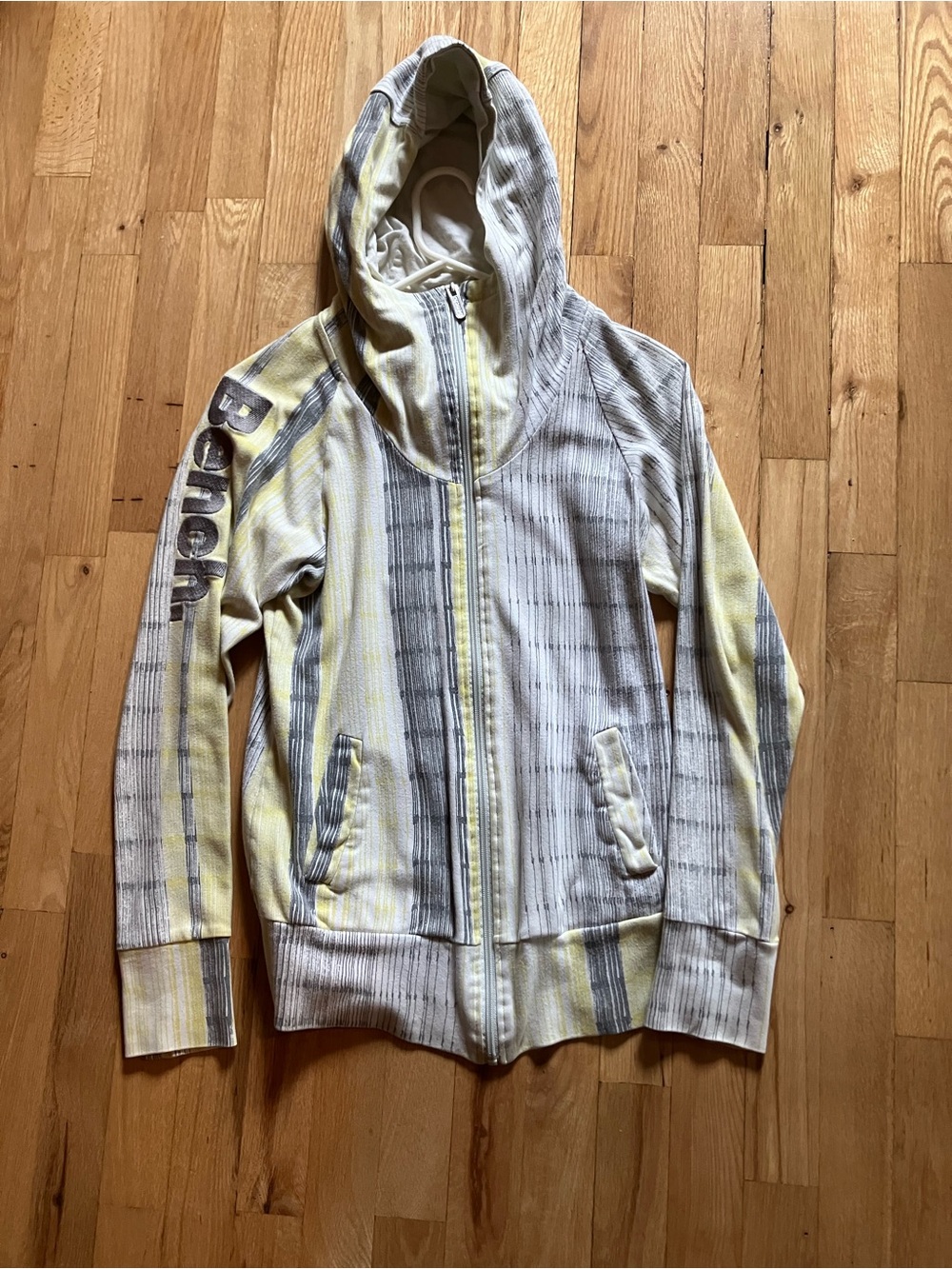 Bench Women's Hooded Zip Sweatshirt in White, Gray & Yellow
